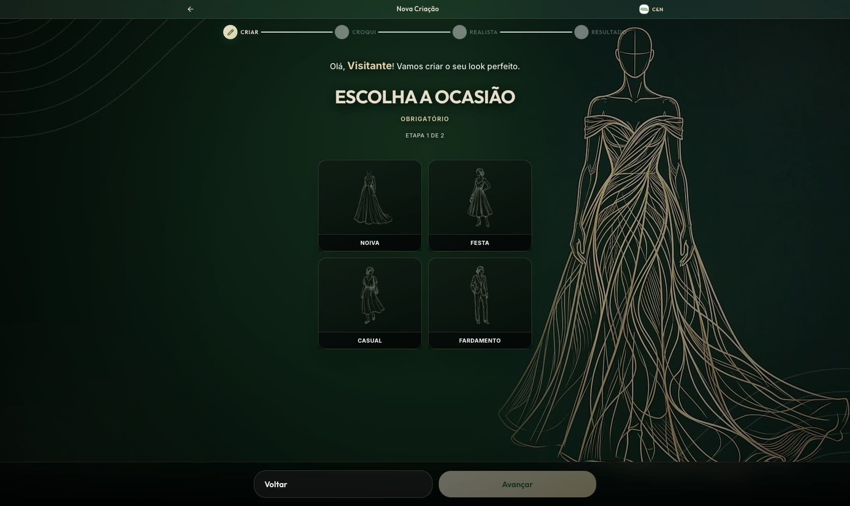 Configurateur de tenues du kiosque C&N Tecidos